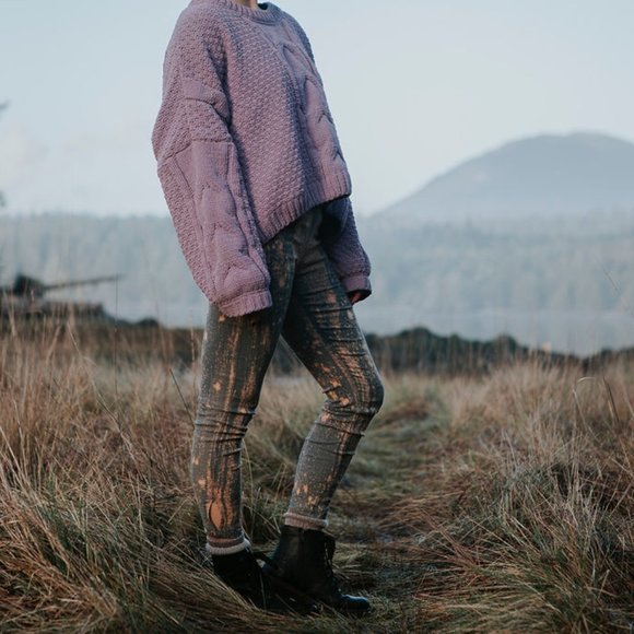 Elfarrow ✧Midnight✧ Dyed Cotton Stretch Leggings - Picture 2 of 10